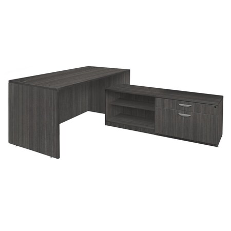 Regency Legacy Hi-Low L-Desks, 80 D X 29 H, 71 W X Wood, Ash Grey LLDSLC7135AG